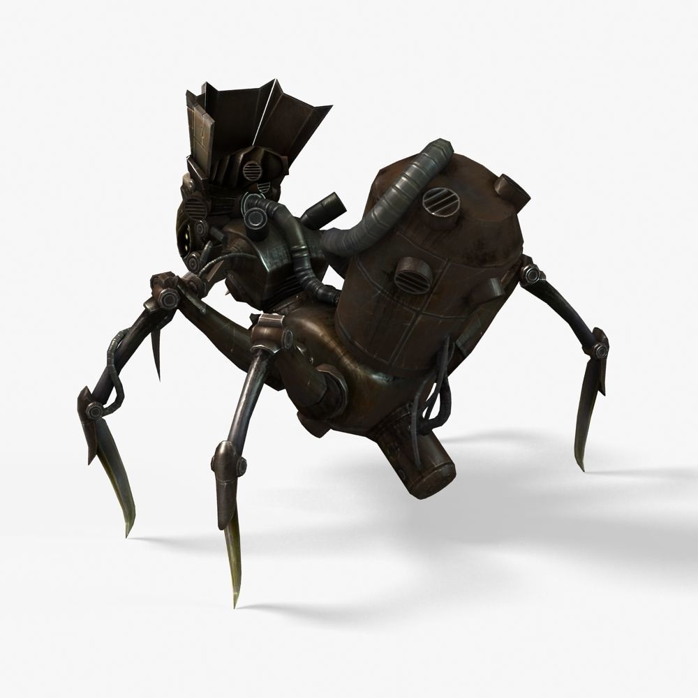 Arthropod Metal Crab Insect Robot Game Character Low-poly 3D model_37