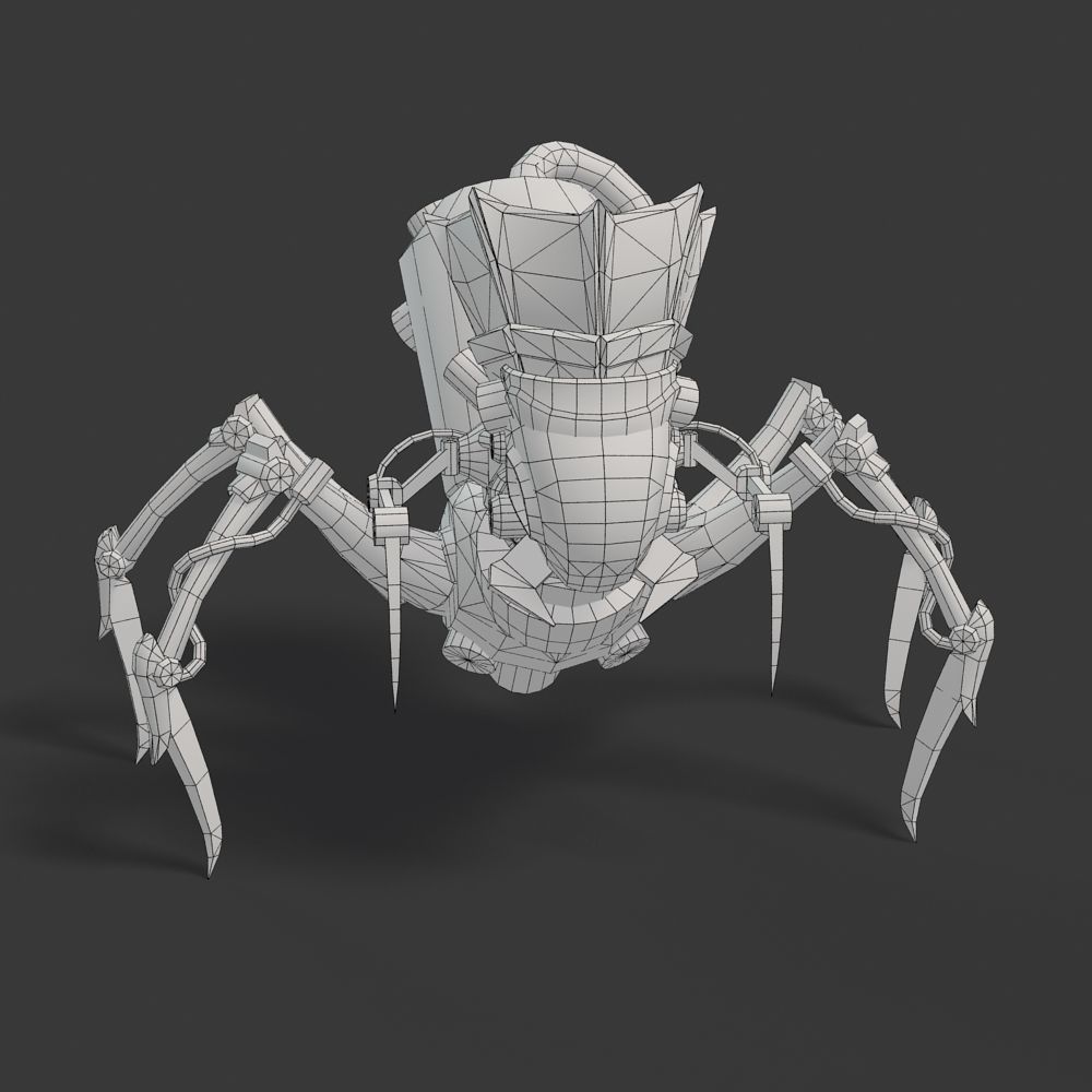 Arthropod Metal Crab Insect Robot Game Character Low-poly 3D model_49