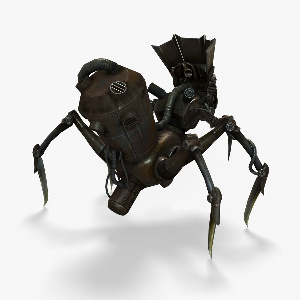 Arthropod Metal Crab Insect Robot Game Character Low-poly 3D model_35