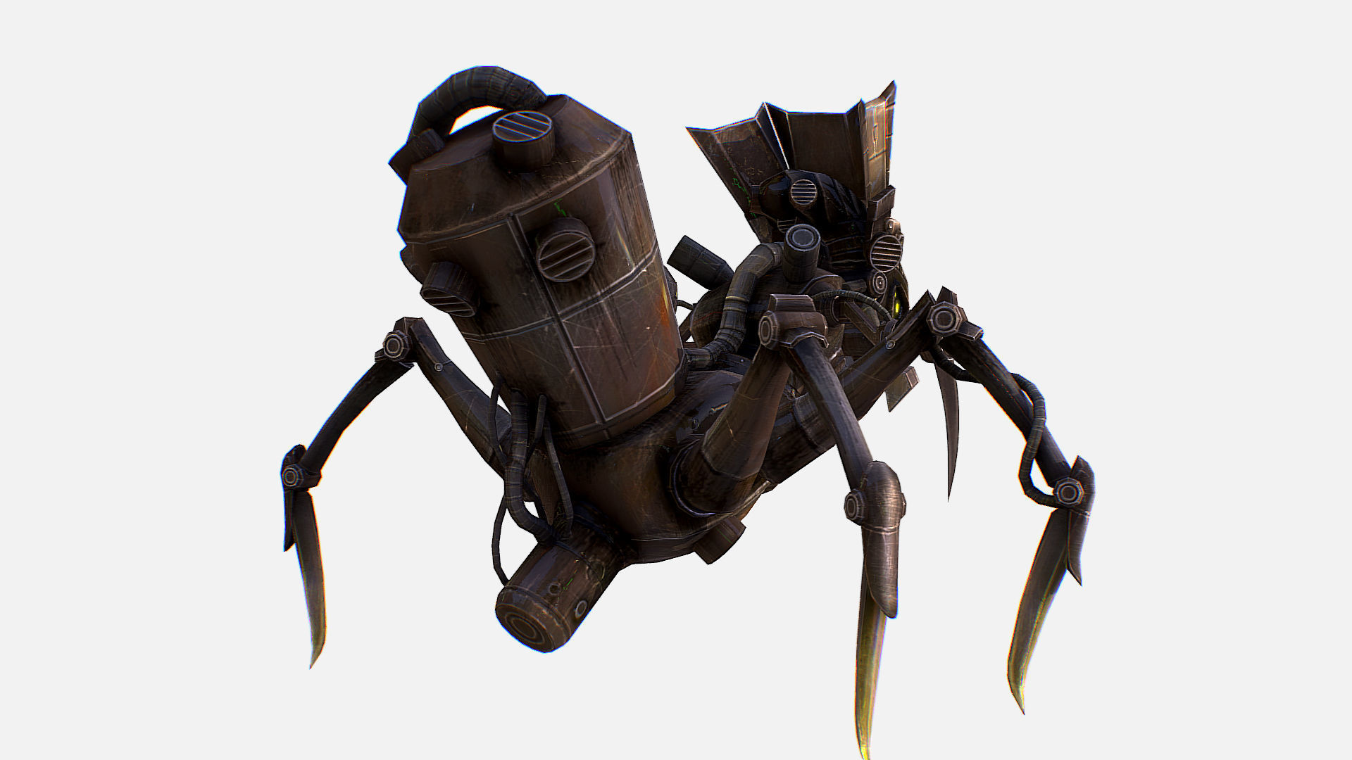 Arthropod Metal Crab Insect Robot Game Character Low-poly 3D model_9