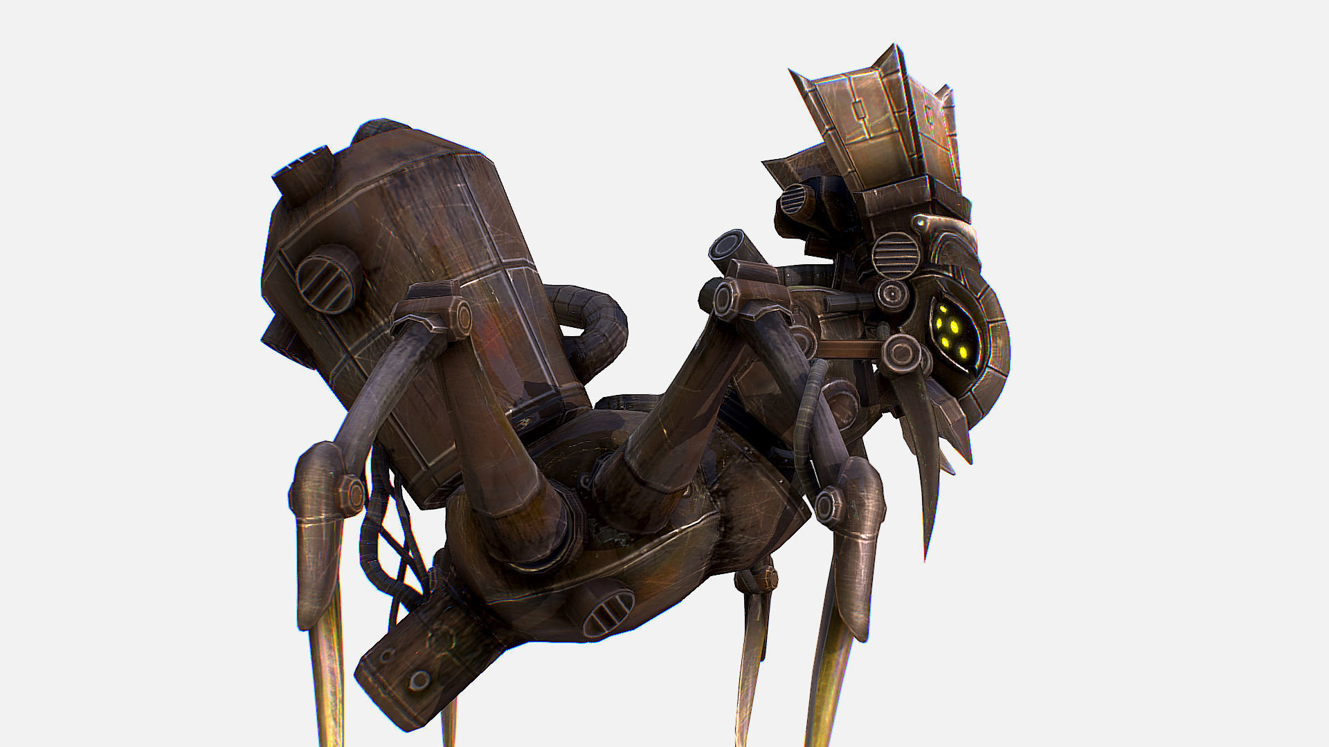 Arthropod Metal Crab Insect Robot Game Character Low-poly 3D model_16
