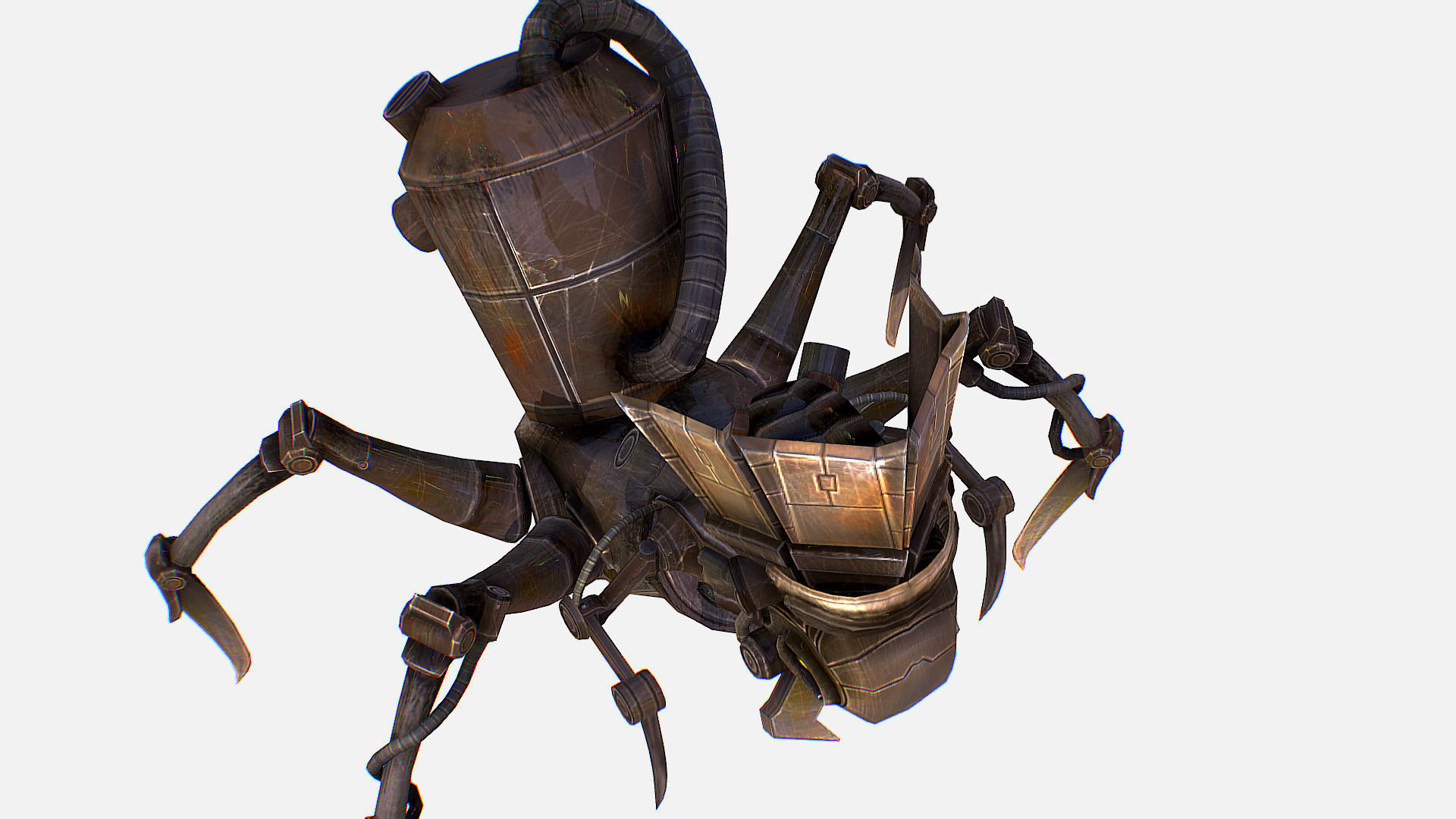 Arthropod Metal Crab Insect Robot Game Character Low-poly 3D model_12