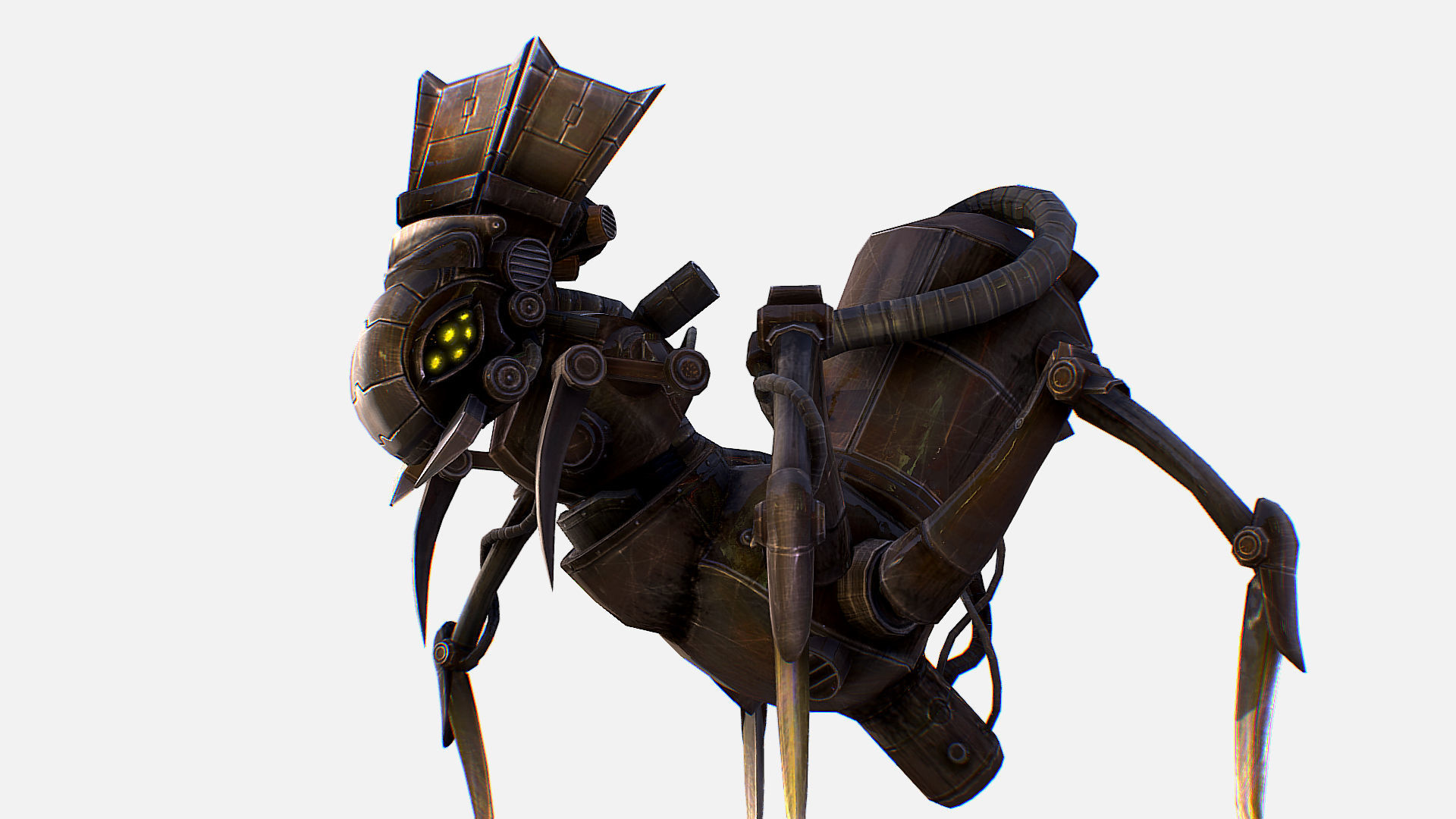 Arthropod Metal Crab Insect Robot Game Character Low-poly 3D model_14