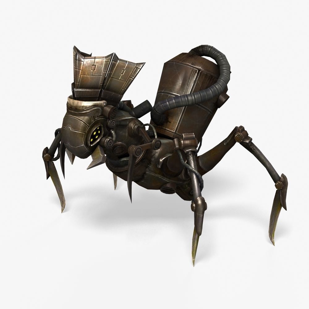 Arthropod Metal Crab Insect Robot Game Character Low-poly 3D model_39