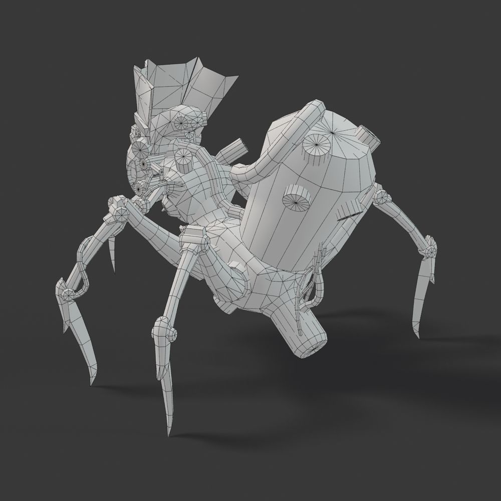 Arthropod Metal Crab Insect Robot Game Character Low-poly 3D model_54