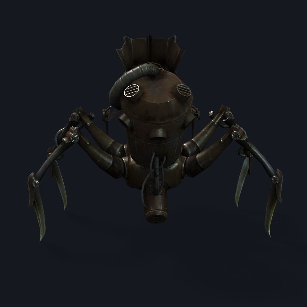 Arthropod Metal Crab Insect Robot Game Character Low-poly 3D model_44