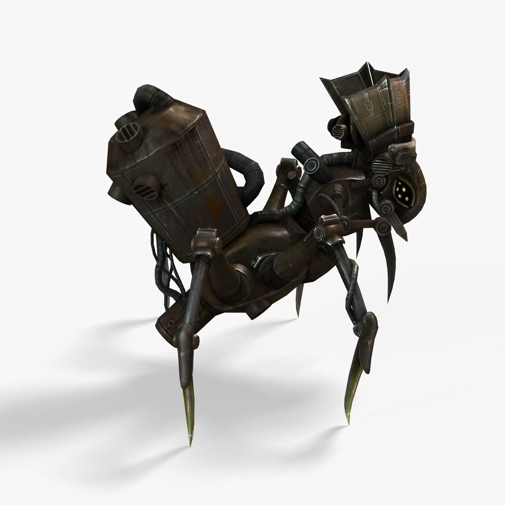 Arthropod Metal Crab Insect Robot Game Character Low-poly 3D model_34