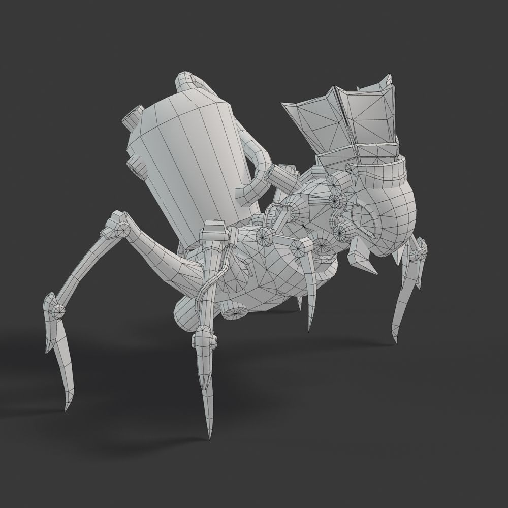 Arthropod Metal Crab Insect Robot Game Character Low-poly 3D model_50