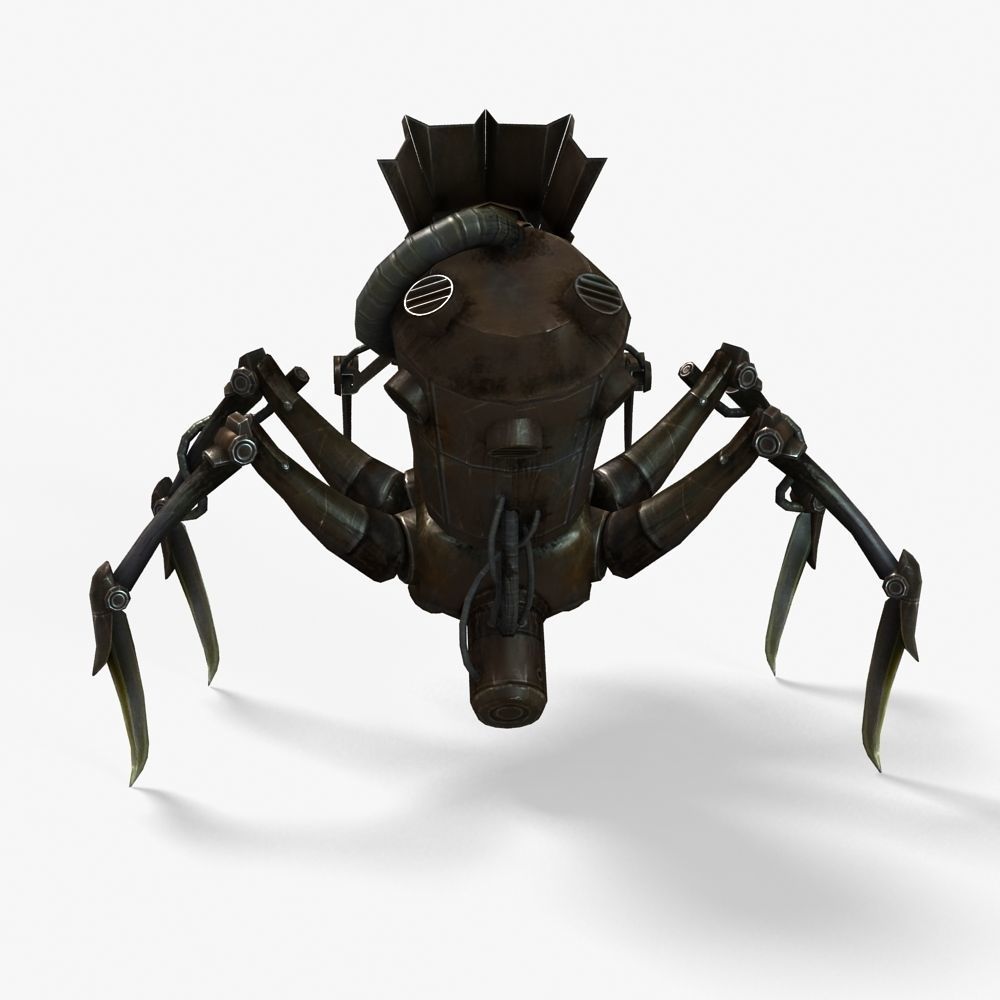 Arthropod Metal Crab Insect Robot Game Character Low-poly 3D model_36