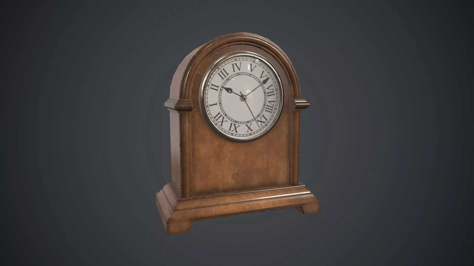 Wooden Retro Table Clock PBR Game Ready Low-poly 3D model