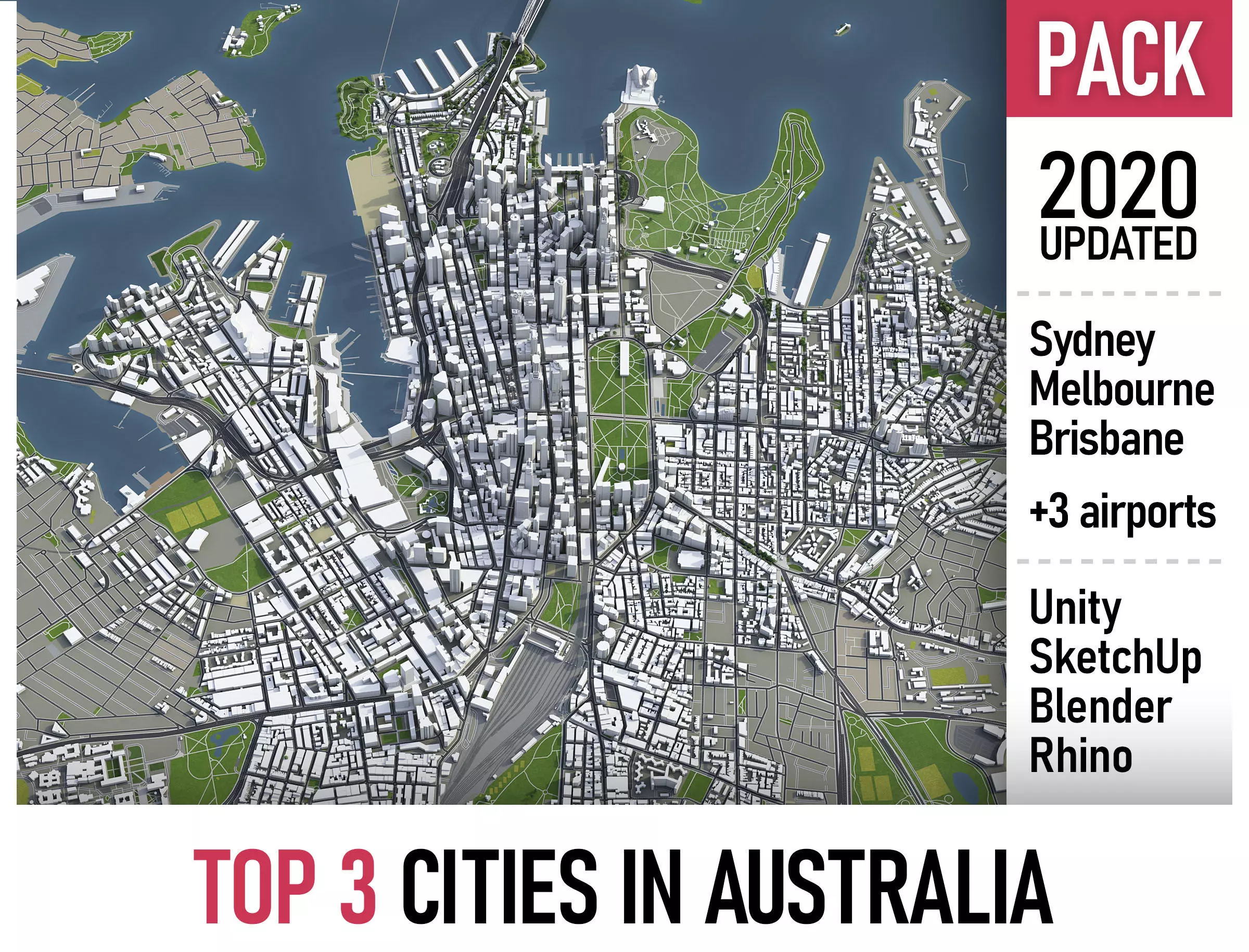 Top 3 Cities in Australia 3D Model Collection_0