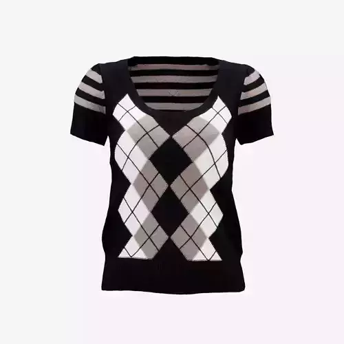 Squares Lines Open Neck Pull Top Low-poly 3D model