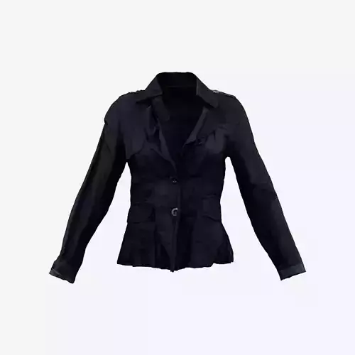 Shoulder Button Dark Blue Jacket Shirt Top