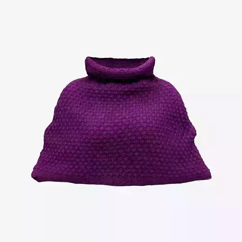 Purple Knit Wool Cape