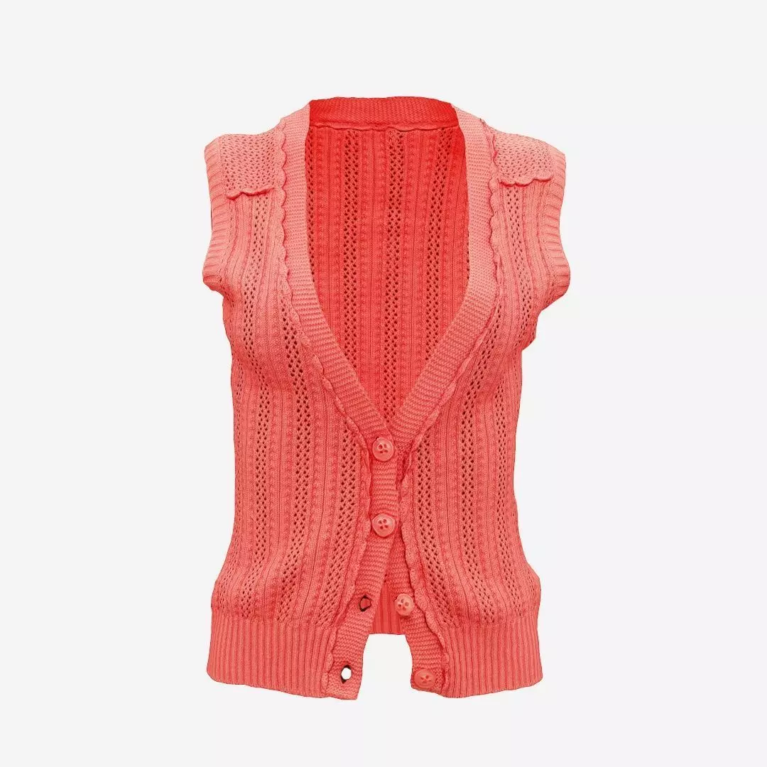 Pink Knit Pull Buttoned Low-poly 3D model