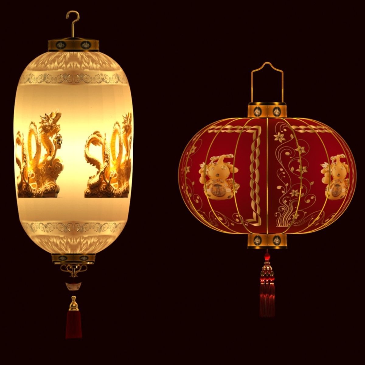 Chinese red lantern 3D model_2