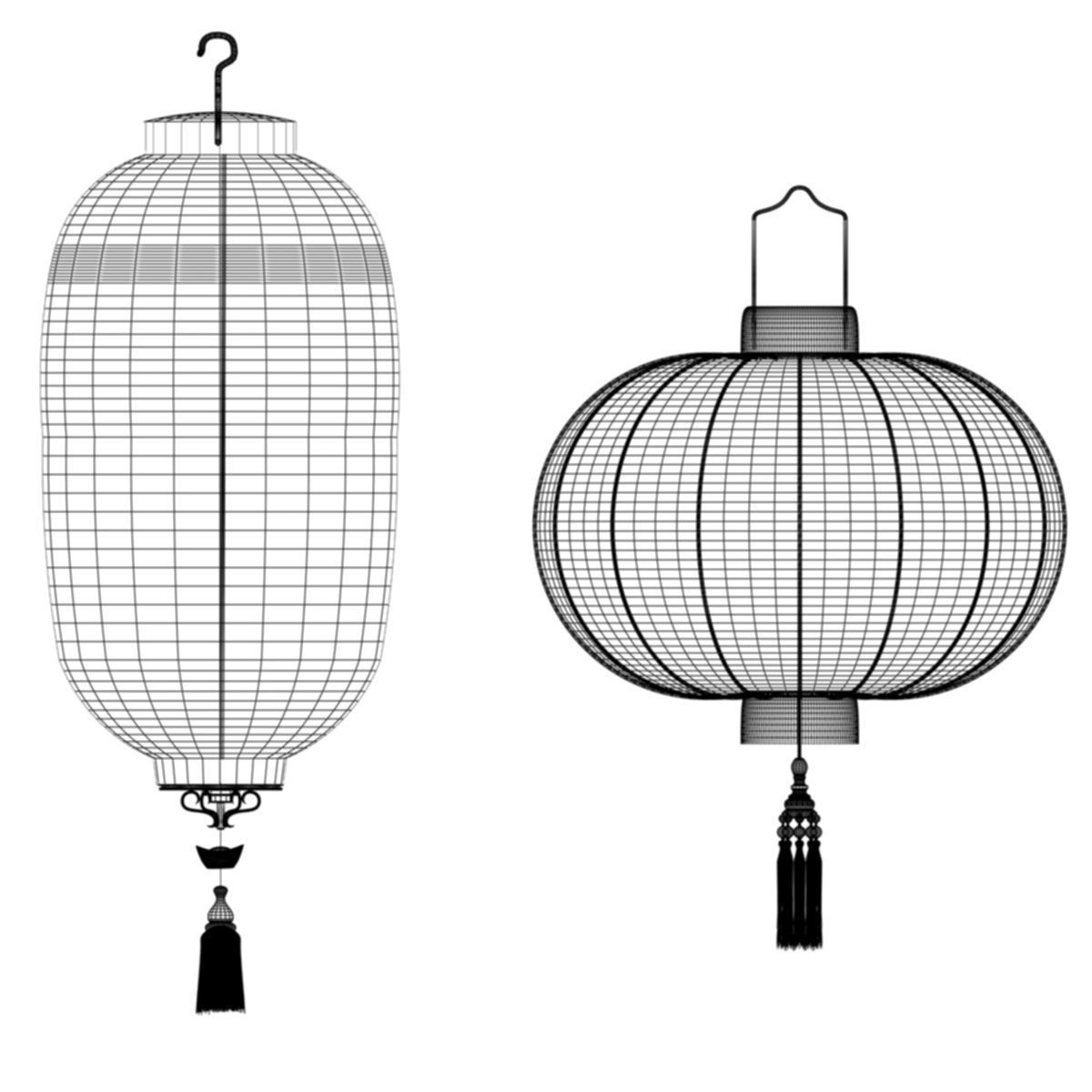 Chinese red lantern 3D model_5