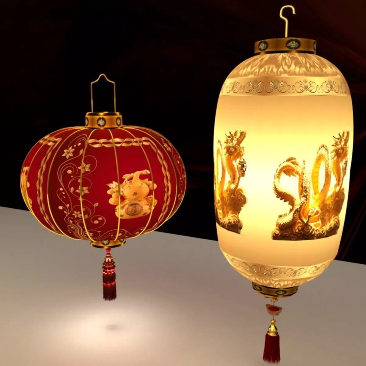 Chinese red lantern 3D model_0