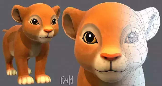 Baby Lion V01 Low-poly 3D model