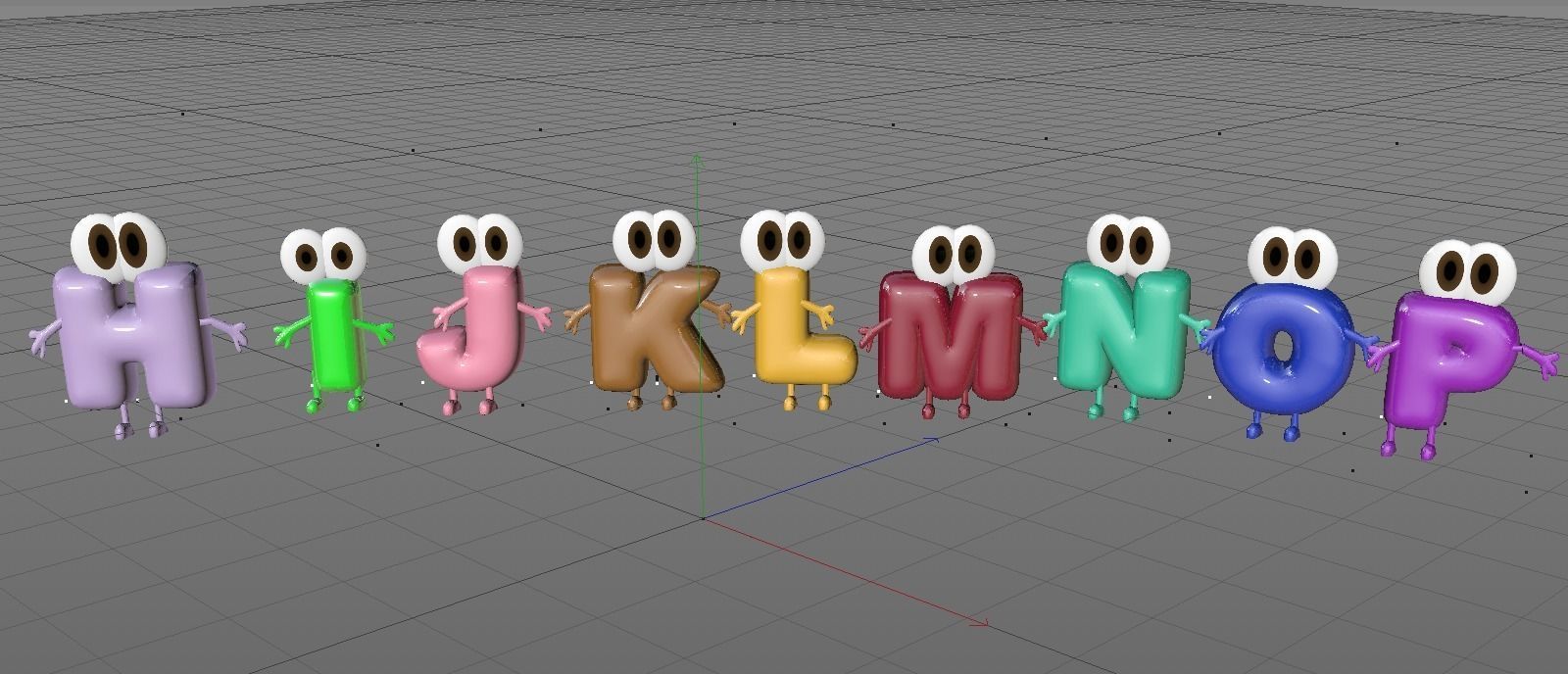 Alphabet ABC Character Letters  Low--poly Model 3D model_3