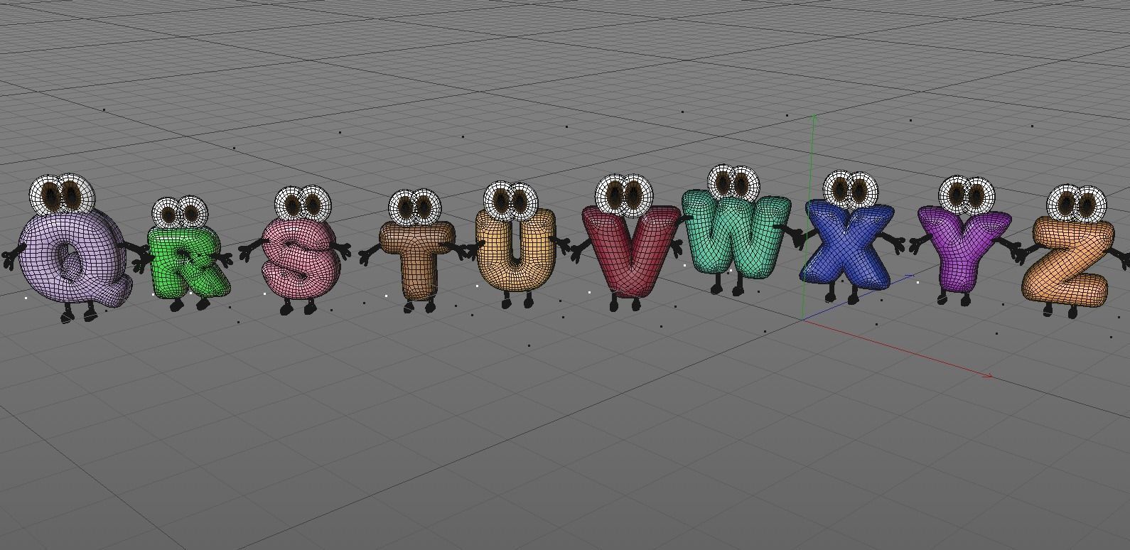 Alphabet ABC Character Letters  Low--poly Model 3D model_4