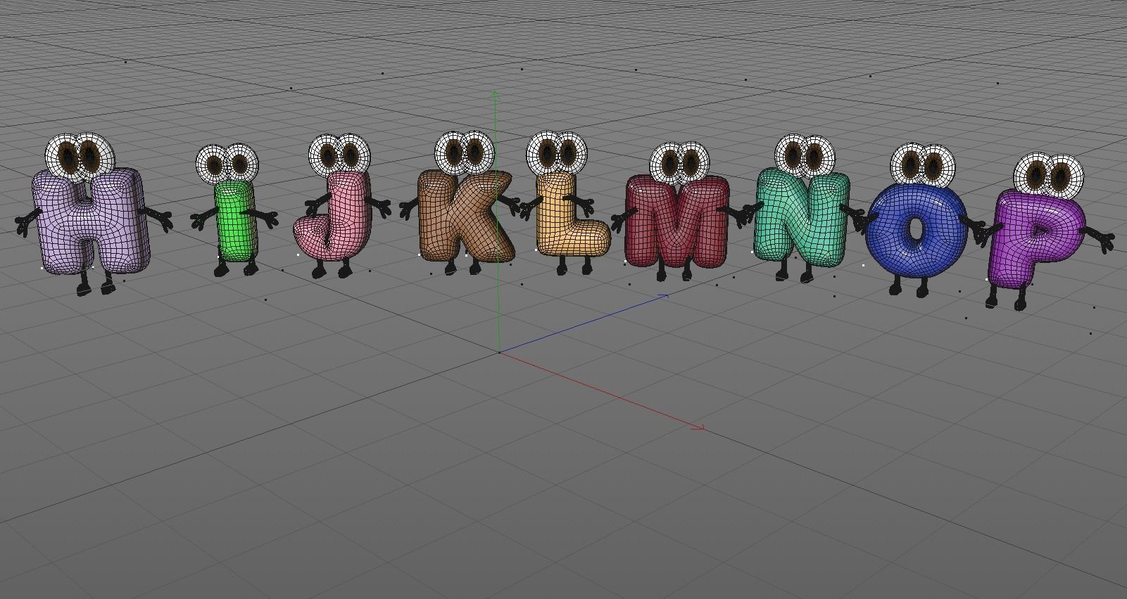 Alphabet ABC Character Letters  Low--poly Model 3D model_2