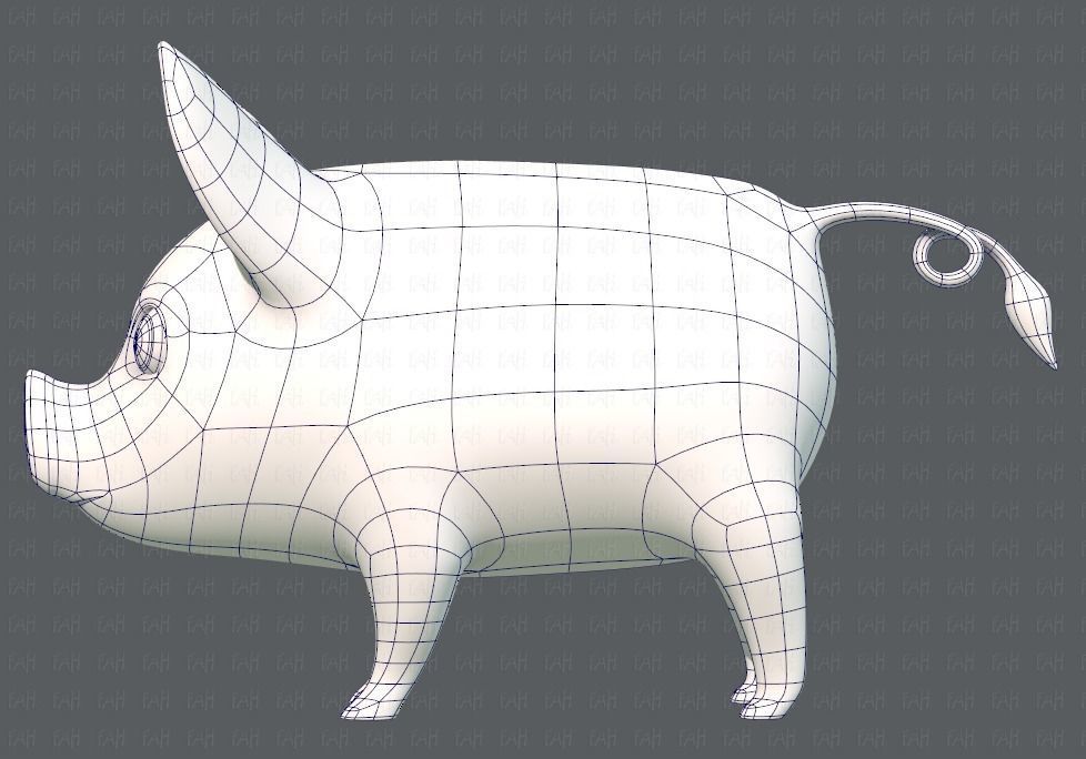 Pig cartoon V02 Low-poly 3D model_15