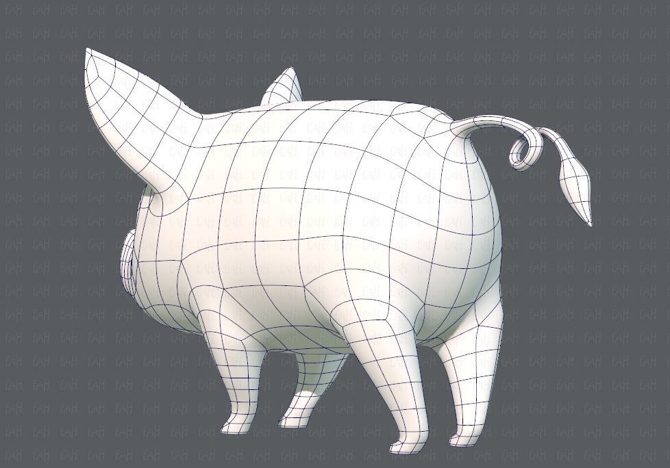 Pig cartoon V02 Low-poly 3D model_14