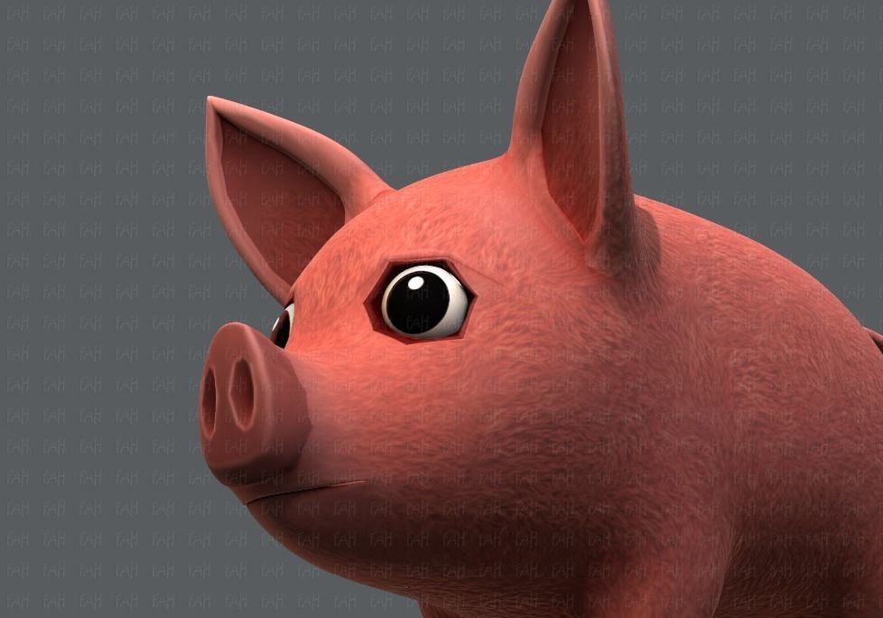 Pig cartoon V02 Low-poly 3D model_24