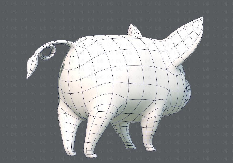 Pig cartoon V02 Low-poly 3D model_12