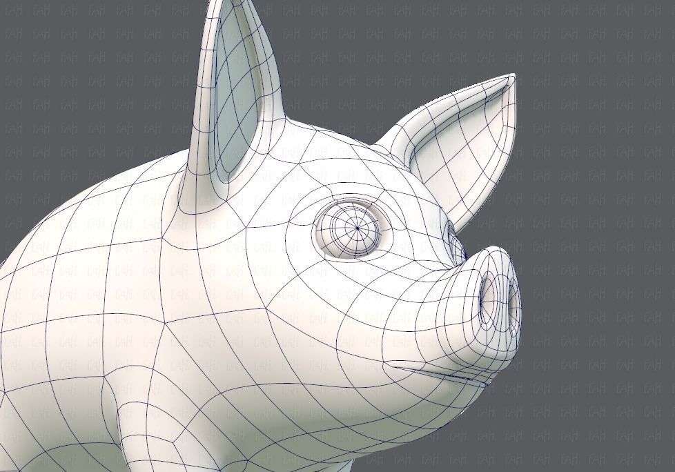 Pig cartoon V02 Low-poly 3D model_26