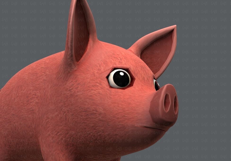 Pig cartoon V02 Low-poly 3D model_18
