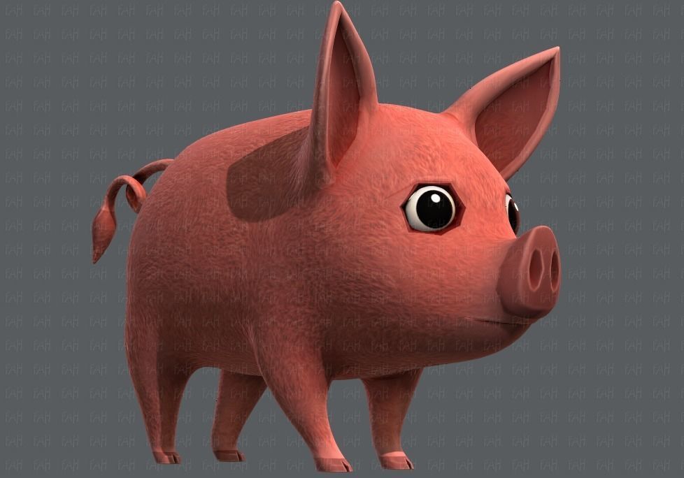 Pig cartoon V02 Low-poly 3D model_35