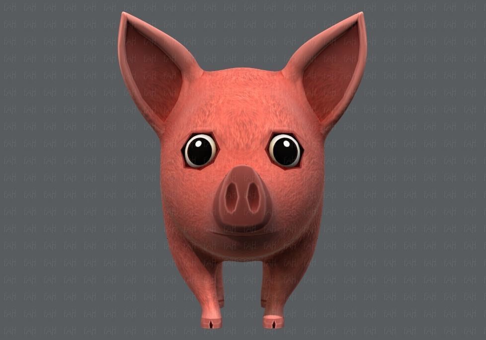 Pig cartoon V02 Low-poly 3D model_1