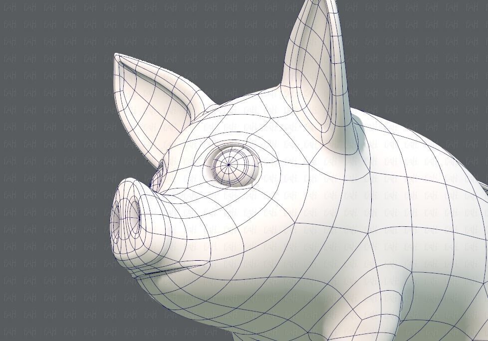 Pig cartoon V02 Low-poly 3D model_32