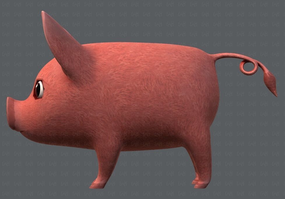 Pig cartoon V02 Low-poly 3D model_7