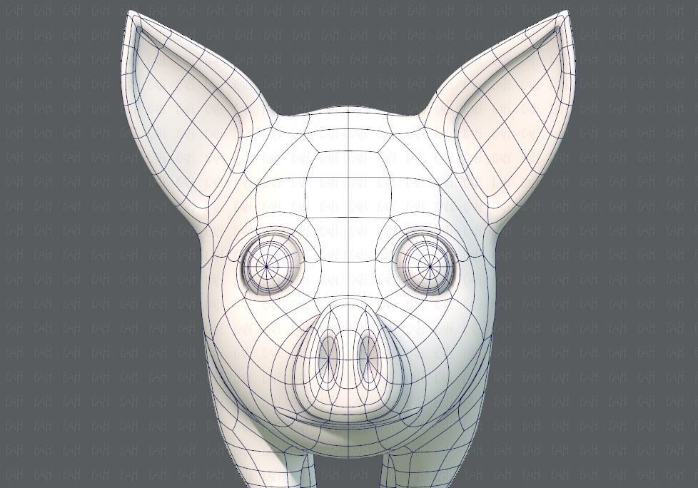 Pig cartoon V02 Low-poly 3D model_34