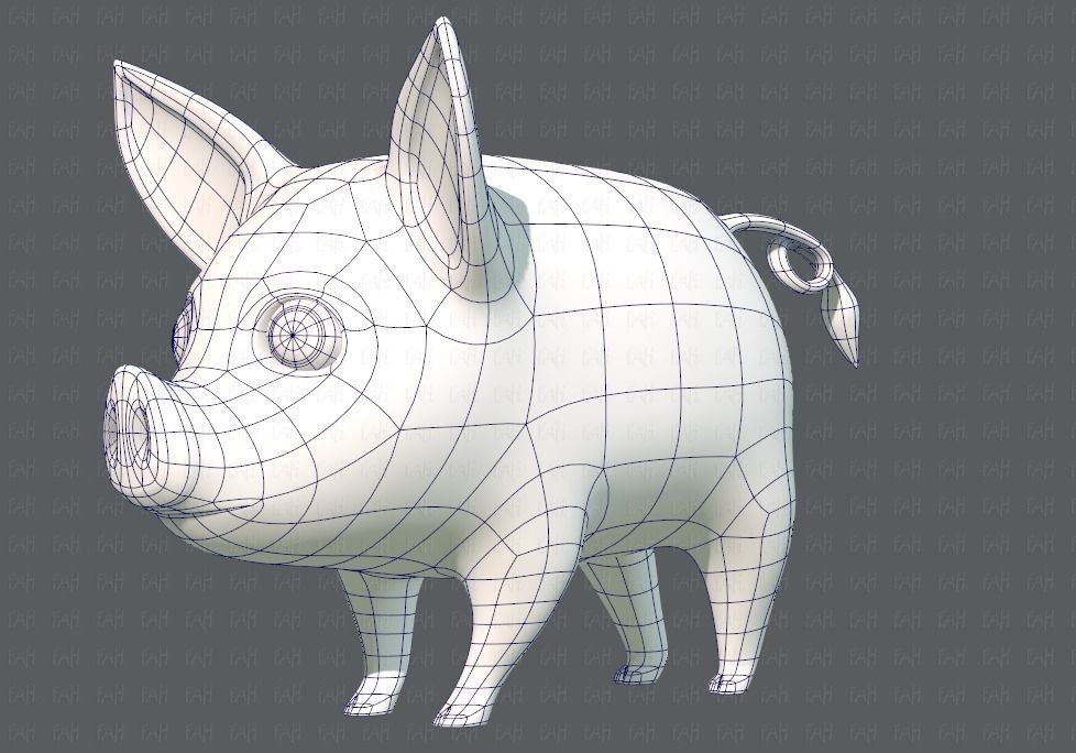 Pig cartoon V02 Low-poly 3D model_16