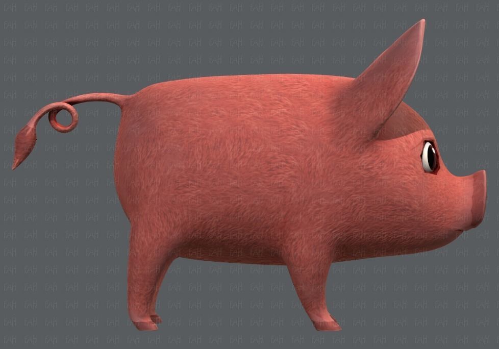 Pig cartoon V02 Low-poly 3D model_3