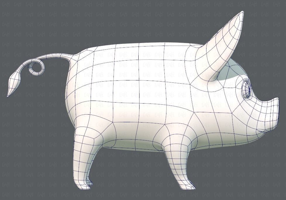 Pig cartoon V02 Low-poly 3D model_11