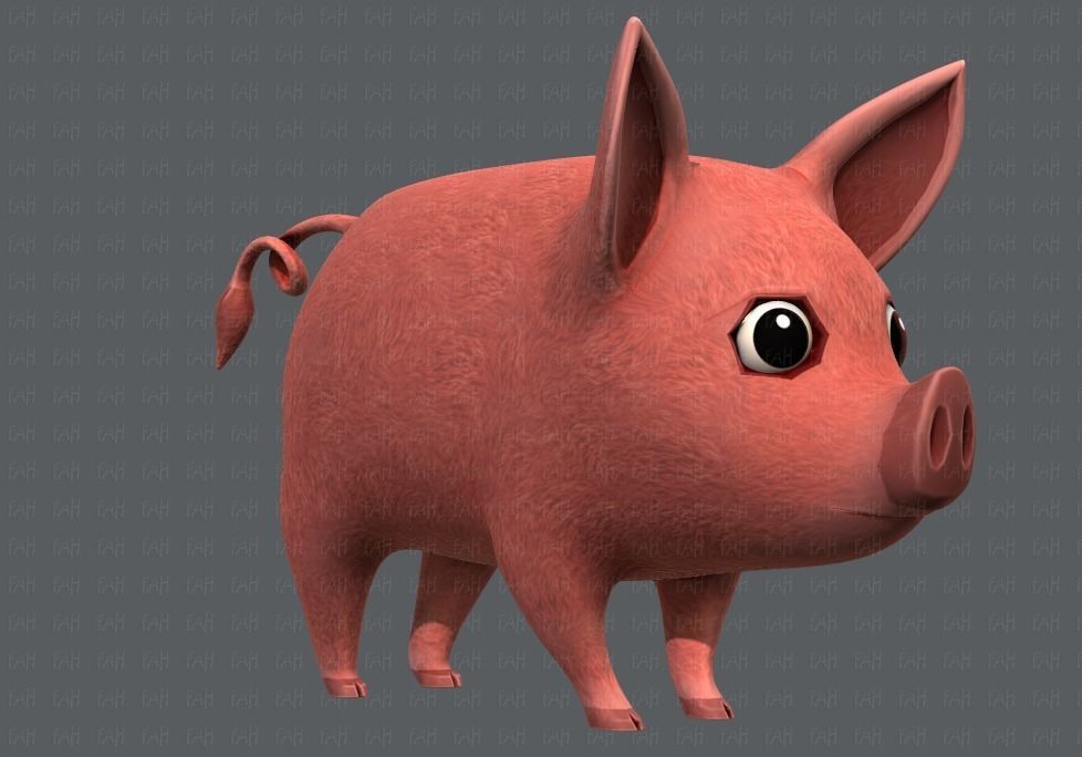 Pig cartoon V02 Low-poly 3D model_2
