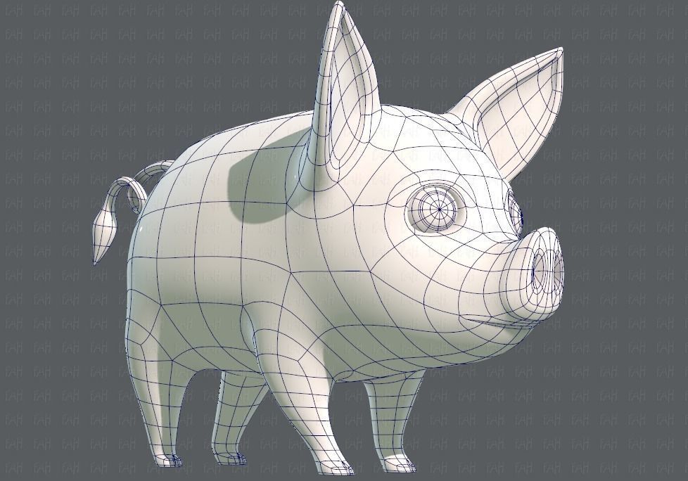 Pig cartoon V02 Low-poly 3D model_36