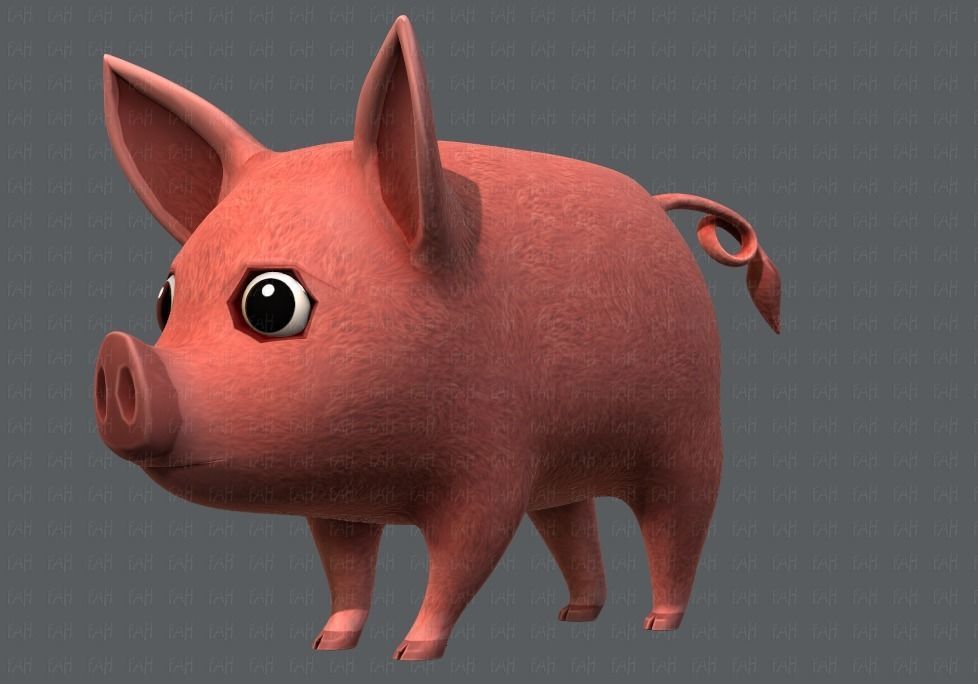 Pig cartoon V02 Low-poly 3D model_8