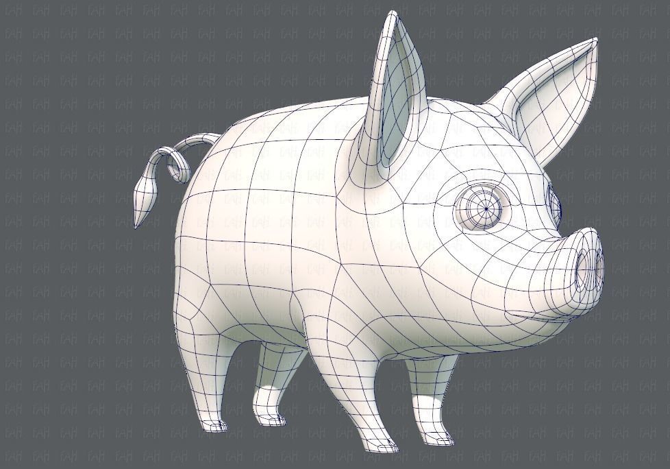 Pig cartoon V02 Low-poly 3D model_10