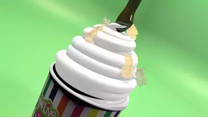 ICE CREAM Yogurth animated with realflow and Vray Render Free 3D model