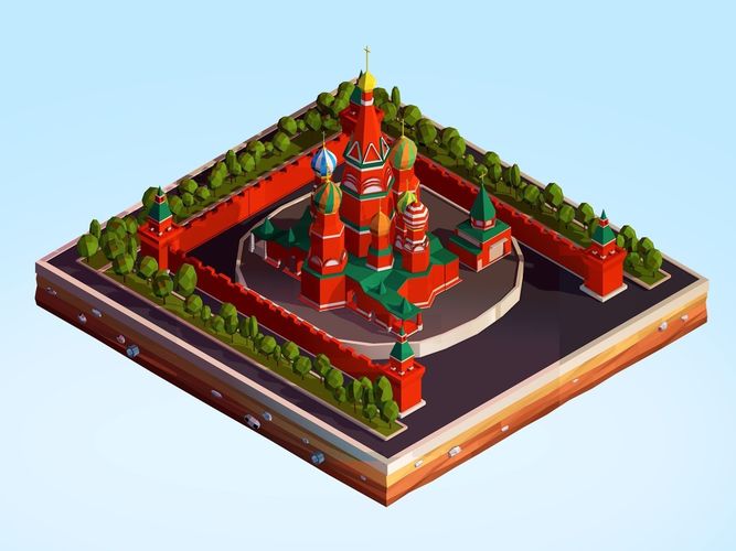 Cartoon Lowpoly Kremlin Landmark Low-poly 3D model