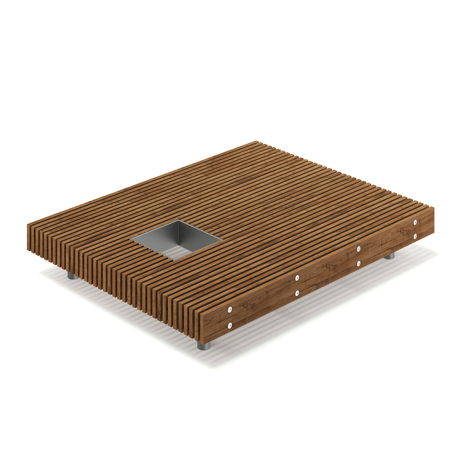 Wooden Mall Bench 3D Model 3D model_2