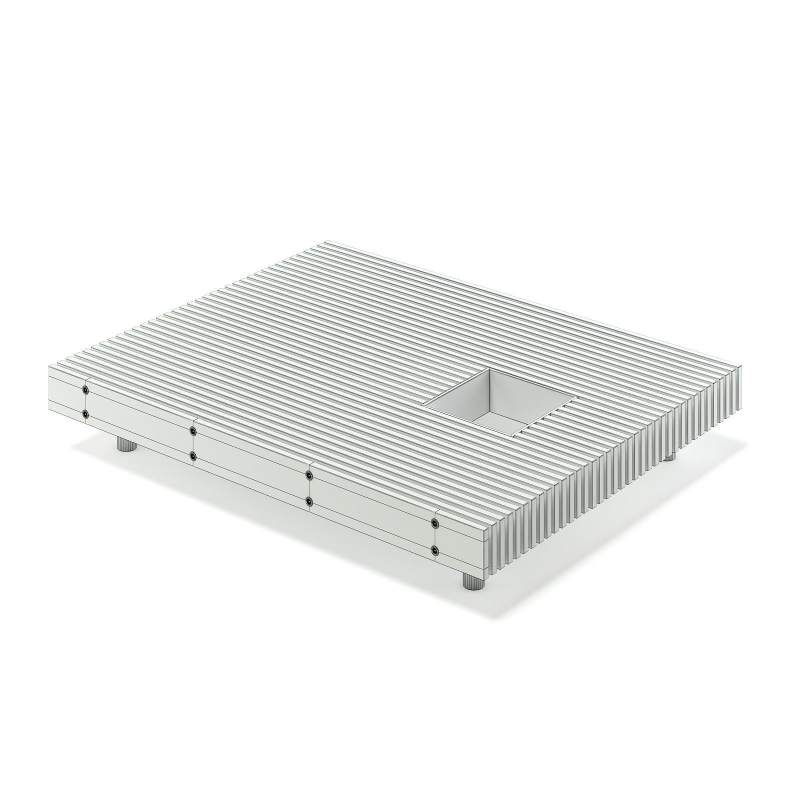 Wooden Mall Bench 3D Model 3D model_1