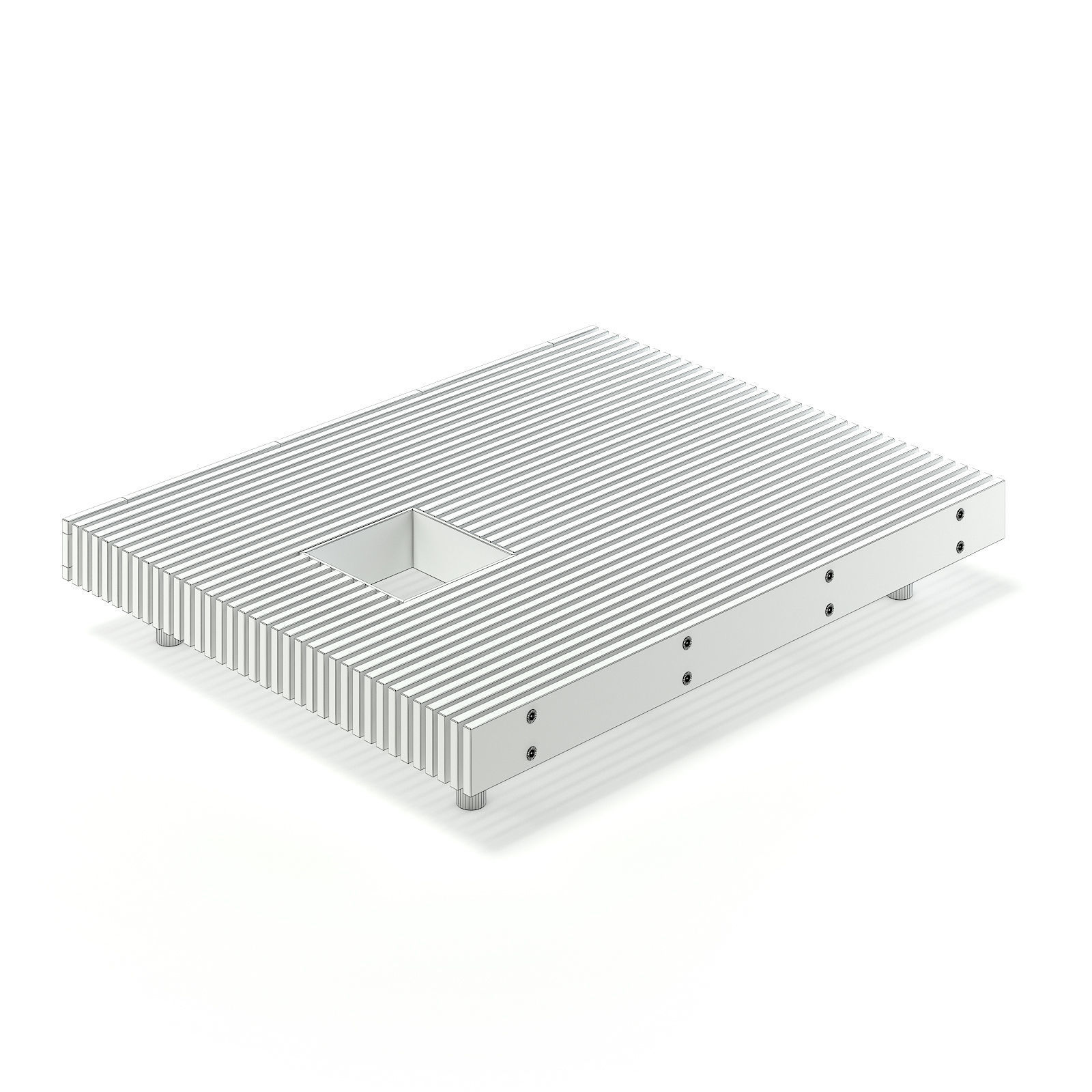 Wooden Mall Bench 3D Model 3D model_3