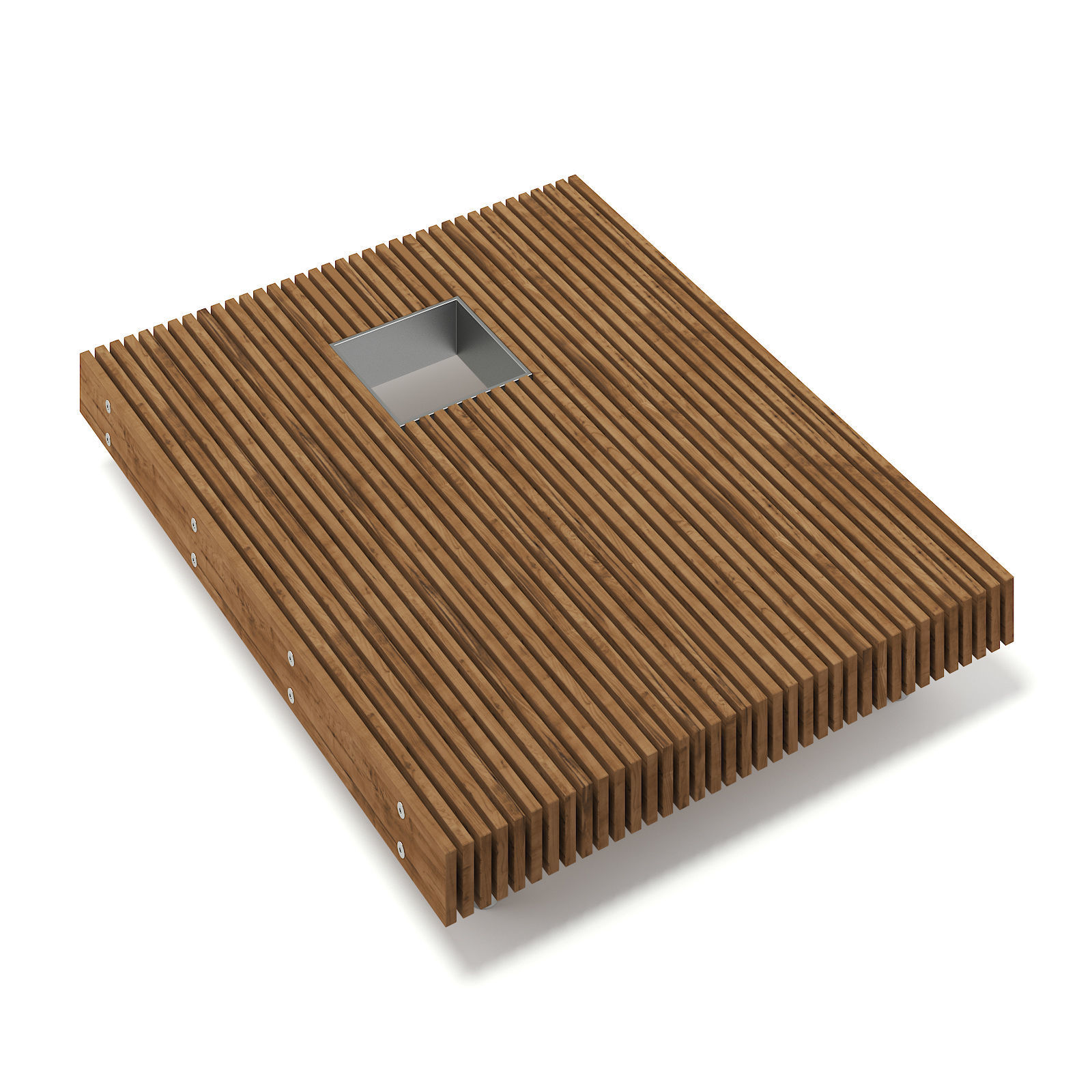 Wooden Mall Bench 3D Model 3D model_4